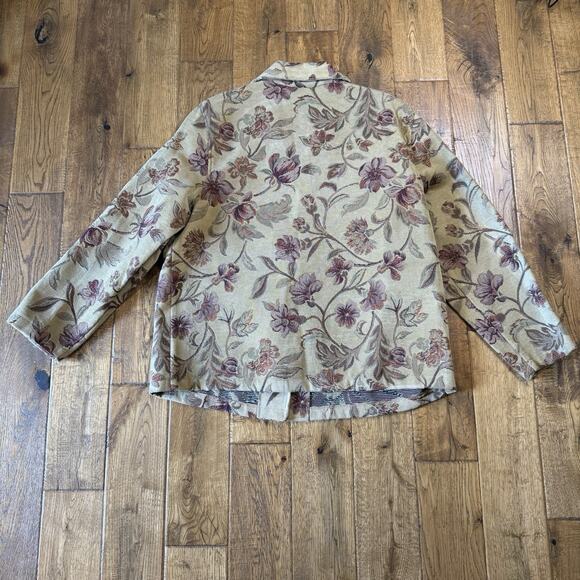 VTG First Option Floral Tapestry Blanket Jacket Coat Womens Sz XL Made in USA - Picture 6 of 6